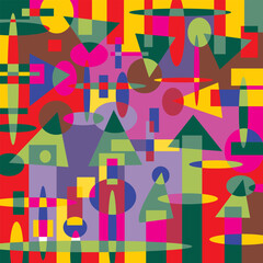 An abstract background vector design featuring various random shapes combined with harmonious color synergy for graphic resources.