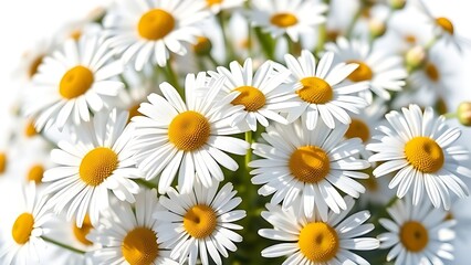 Fototapeta premium A delicate arrangement of fresh daisies bathed in sunlight, evoking purity and natural beauty.