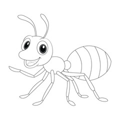 Cute Cartoon Ant Black and White Drawing