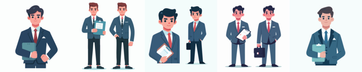Flat Design Illustration of Professional Sales Executive and Business Team Collaboration