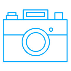 Light Blue Line and White Fill Camera Icon &ndash; Transparent PNG Illustration