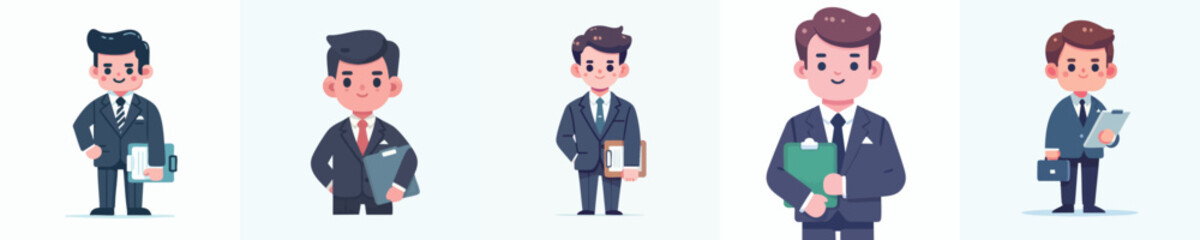 Flat Design Illustration of Professional Sales Executive in Business Suit