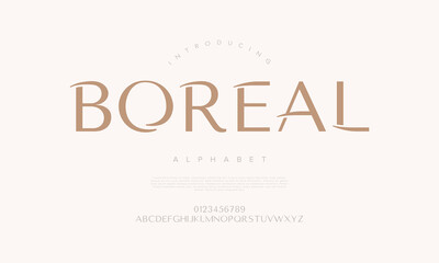 Fototapeta premium Boreal font with elegant serif alphabet, modern style design ideal for branding, editorial, packaging, and stylish typography projects