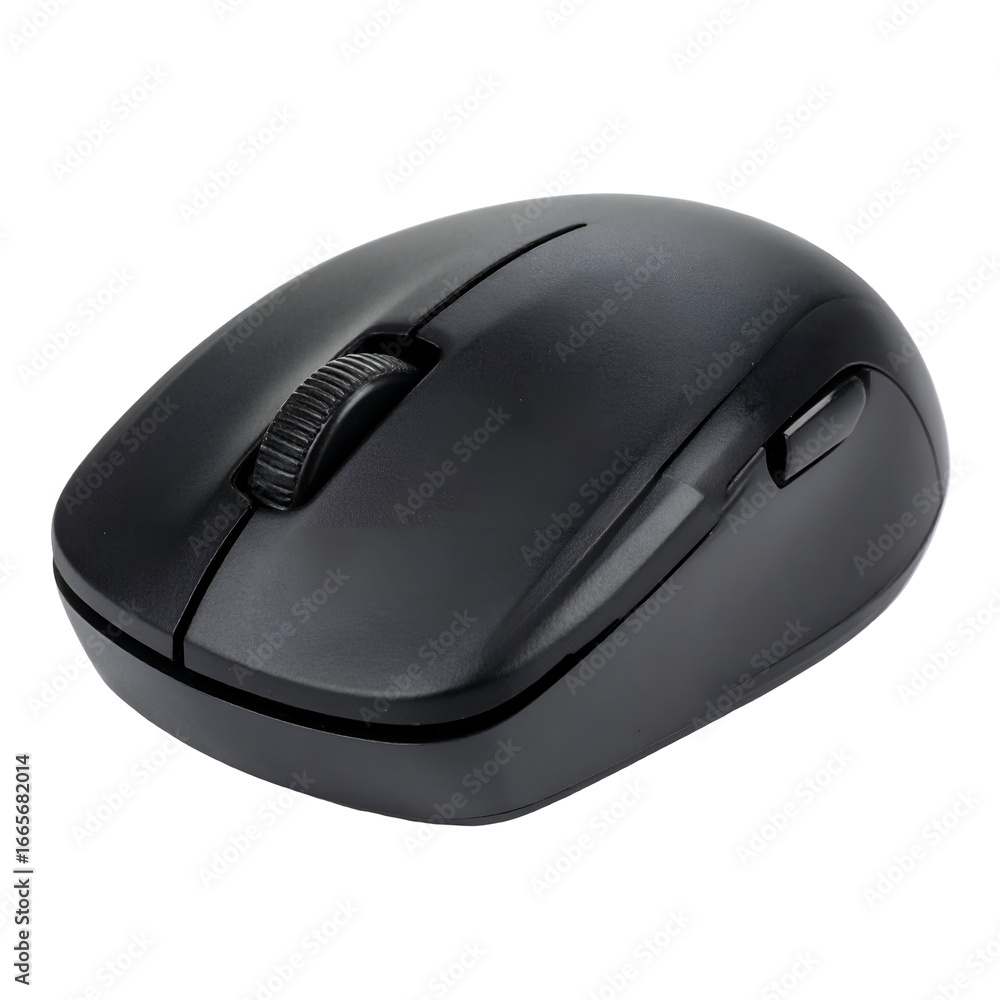 Poster modern dark wireless computer mouse for desktop and laptop computing ergonomic design for productivi