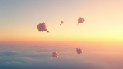 Abstract thought bubbles floating against a gradient sky, representing ideas and creativity.