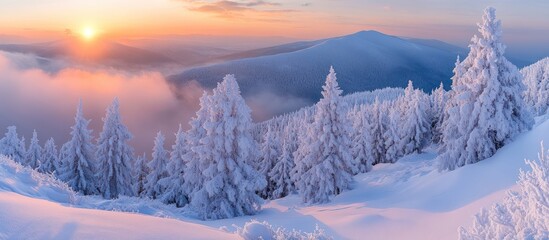 Snowy Mountain Sunrise, Winter Wonderland