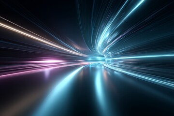 A stunning display of light streaks in various colors creating a futuristic and high-tech visual effect.