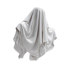 Naklejka premium A white sheet draped over a formless figure against a black background creating a ghost effect on transparent background