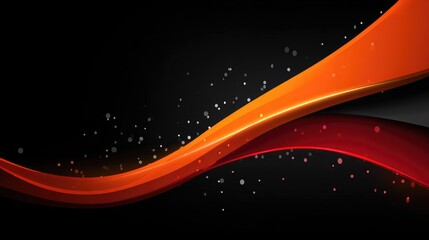 Abstract dark background with flowing orange and red waves
