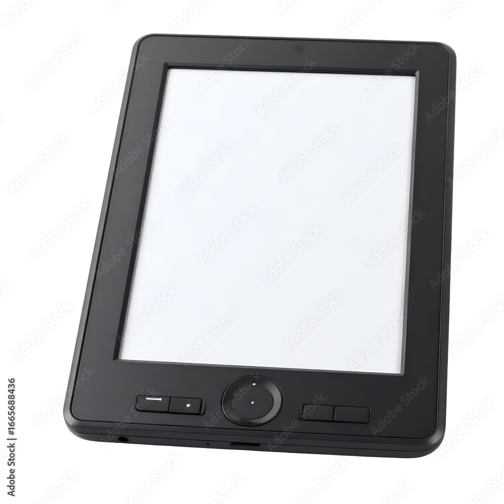 Poster portable electronic reading device with blank screen for text or graphics on transparent background 