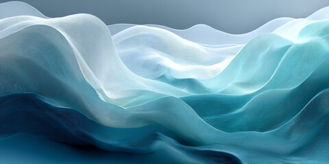 Obraz premium Abstract image featuring soft blue and white flowing waves, creating a tranquil and visually appealing modern design.