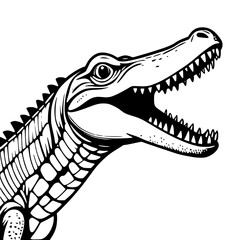 crocodile head. cartoon on white illustration.