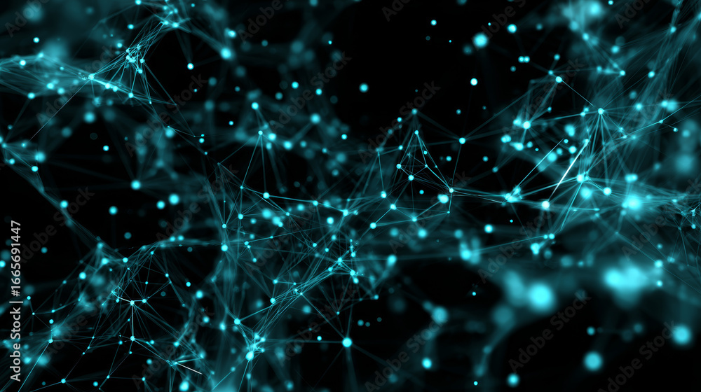 Poster abstract network glowing connection digital data futuristic pattern blue light technology science en