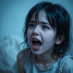 Fear emotional girl on a light background