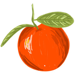 Tomato illustration. Bright and fun tomato hand drawn textured oil painting shale chalk color textured style illustration.