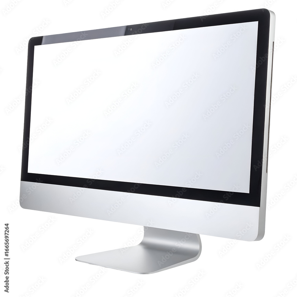 Fototapete modern computer monitor with blank white screen technology display device on transparent background 
