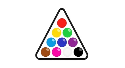 Colorful Billiard Balls Arranged in a Triangular Rack Ready to Break and Begin a Game of Pool