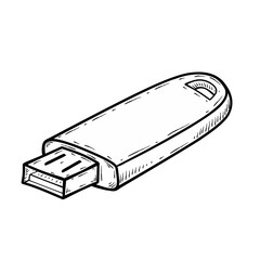 Sketch usb flash drive isolated