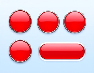 Red glossy buttons on light blue background