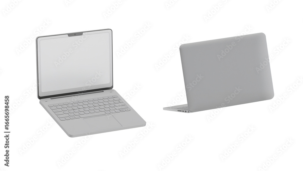 Poster two modern laptop computers symbolizing minimalist design and technological advancement for