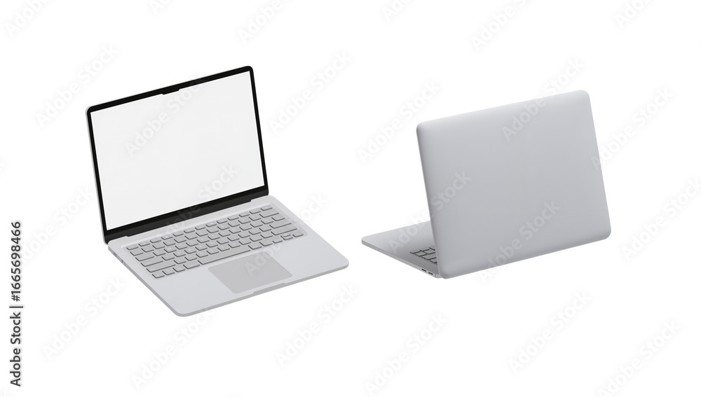 Poster modern laptop mockup showcasing minimalist design on isolated transparent setting perfect for
