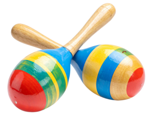 Pair of Maracas Front View, Isolated on Transparent Background