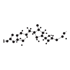 Minimalist Molecule black and white silhouette vector with white background