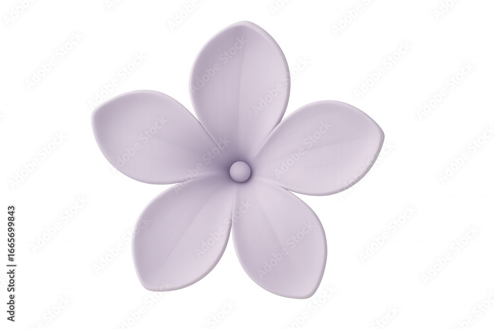 Poster five-petaled lilac flower with a simple design, isolated on a transparent background, creating a ver