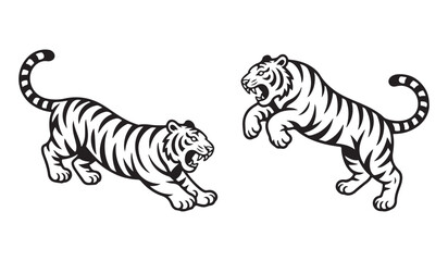 Tiger Vector Illustration | Fighting Tiger Artwork | Tribal Tiger Design