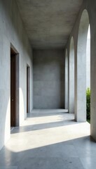 Fototapeta premium Smooth gray concrete, clean lines Architectural interior scene , grey, geometric, photography