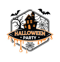 Halloween Party T-shirt Design Spooky Haunted House Graphic

