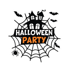 Halloween Party T-shirt Design Spooky Haunted House Graphic

