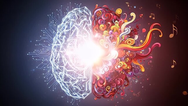 The two hemispheres of the brain, representing the contrast between logical thinking and creative ideas.