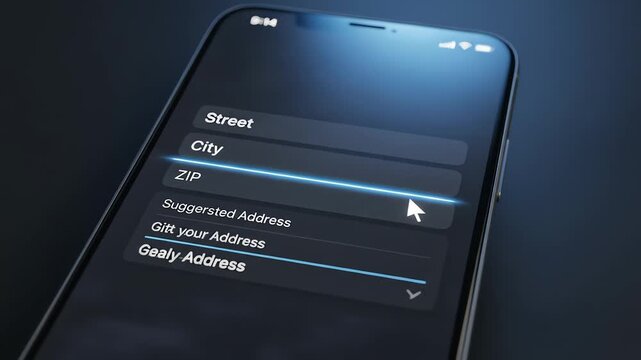 Smartphone Interface Showing Address Input Fields