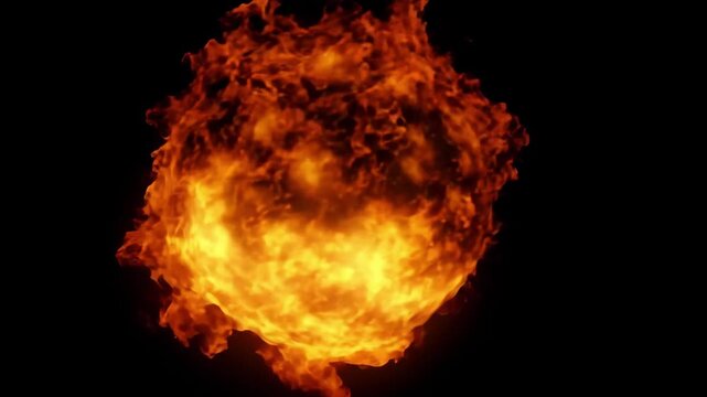 Fiery Orb in Motion with Bright Flames and Intense Heat Glow Effects