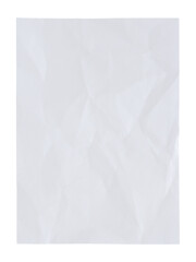 White crumpled paper texture background overlay effect. wrinkled and creased blank paper texture. on transparent background