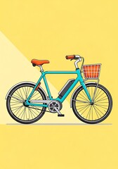 Fototapeta premium Blue Electric Bike with Basket