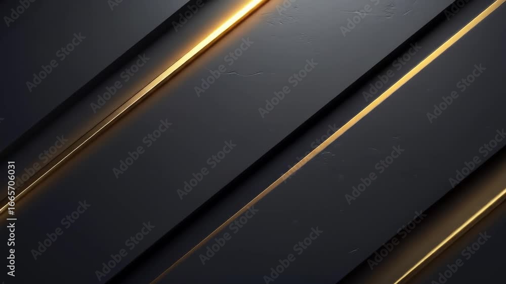 Poster abstract video of dark panels with golden illuminated diagonal lines