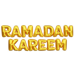 3D Ramadan Kareem Golden Balloon Text