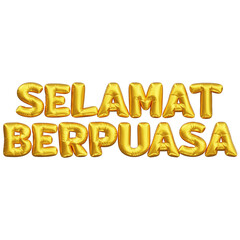 Naklejka premium 3D Selamat Berpuasa Golden Balloon Text