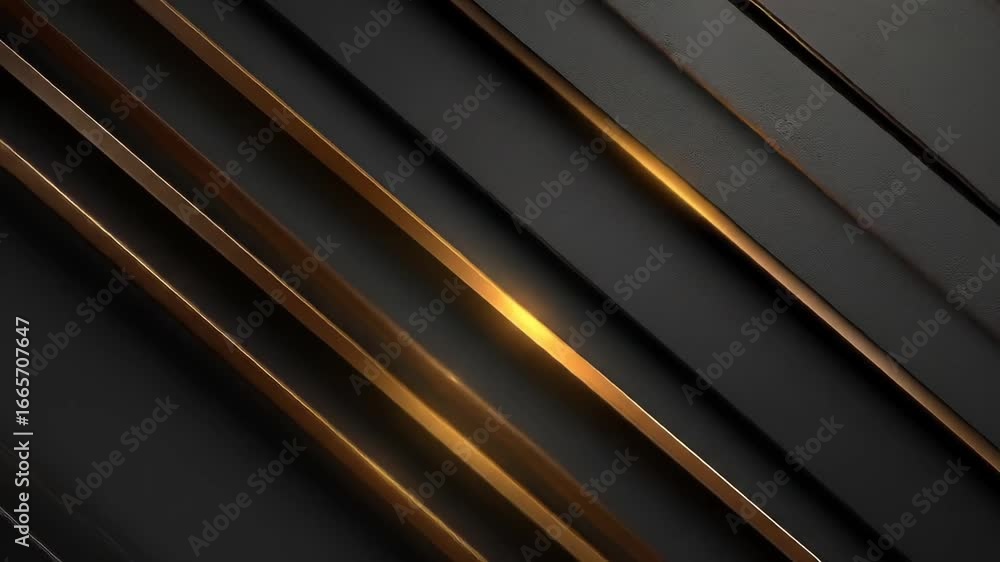 Poster dynamic gold lines on diagonal dark gray background animation