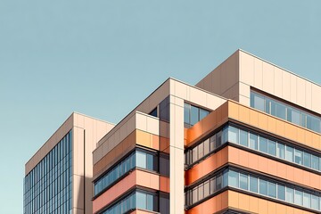 Modern architectural design featuring a contemporary office building with sleek lines against a calm sky, perfect for showcasing progress