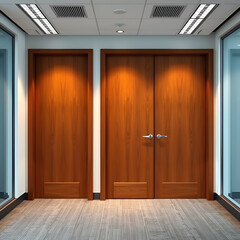 wooden doors in office building