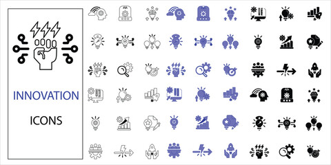 innovation icons set. visionery, idea generation, revolution, evolution and more. simple complete vector illustration