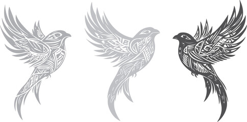 Obraz premium Eagle vector tattoo illustration of a flying bird with wings and feathers design.