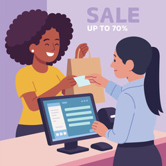 Woman Make Payment at the Cashier