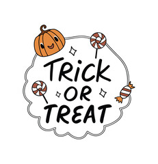 Halloween Badge Design Cute Pumpkin Candy Trick or Treat Sticker T-shirt Vector Art

