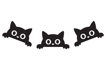 Cute Cat Vector | Peeking Kitten Silhouette | Cartoon Cat Design