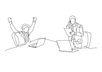 Line art marketing manager office reading report sales