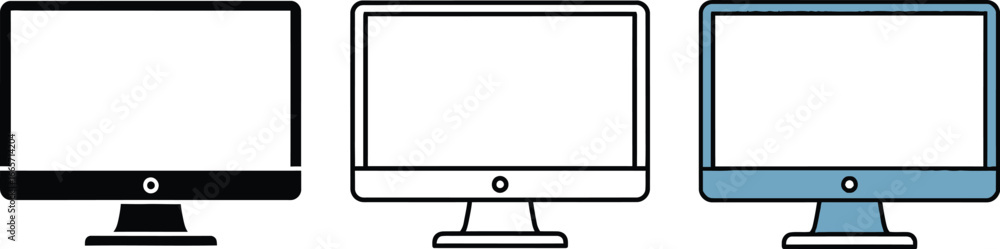 Poster computer monitor vector illustration set for web design
